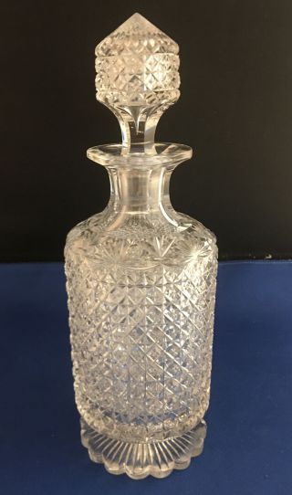 Cut Deep & Sharp Diamond Pattern Glass Cologne Scent Bottle Victorian C.  1880 Vg