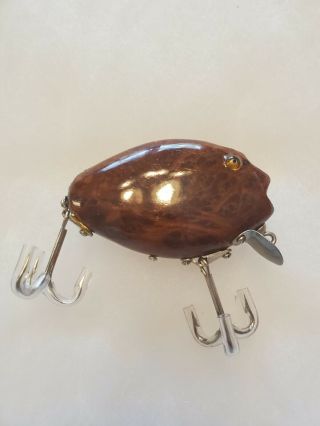 Antique - Style Custom Made Heddon Pumpkin Seed Style Lure.  Made From Exotic Wood.