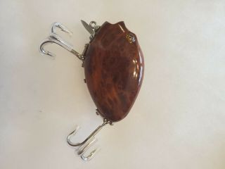 Antique - Style Custom Made Heddon Pumpkin Seed style lure.  Made from Exotic Wood. 2