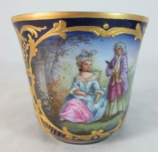Antique 1790 Sevres France Demitasse Cup Only Cobalt Blue,  Gold Courting Couple