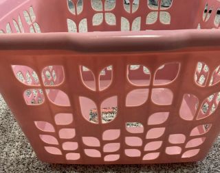 Vintage Square Rubbermaid Laundry Basket Tulips 2968 Peach Pink Retro