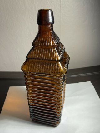 Antique ST Drake 6 Log Plantation X Bitters 1860 Amber Glass Bottle Cabin 2 2