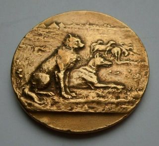 1922 Briard & Shepherd Dog & Sheep / French Canine Medal / Medaille Roubaix