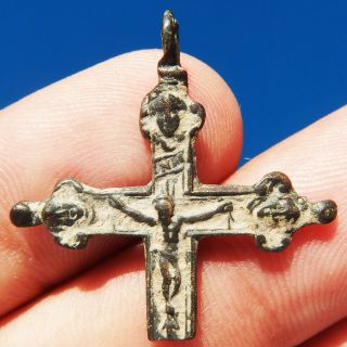 Antique 17th Century Crucifix Cross Old Blessed Virgin Mary Pendant Found