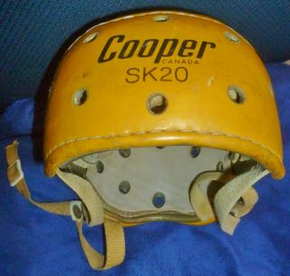 Antique Hockey? Ice Skating Helmet,  Cooper Canada Sk20,  Leather Over Metal,  Good