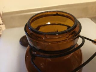 antique amber PUTMAN mason jar canning bail top 184 3