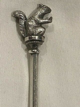 C1880 Figural Squirrel Form Sterling Silver Nut Pick Theodore Starr Aesthetic 4 "