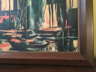 Vintage Metropolitan Harbor Print in Wood Frame Signed Allan McClain 2