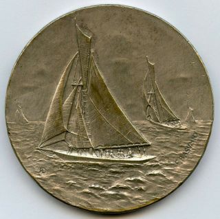 France Marseilles Yachting Ship Reward Bronze Art Medal By Rasumny 50mm 54gr