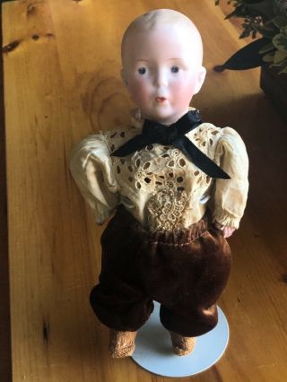 Antique German Bisque 9” Heubach Whistling Jim Doll 1912