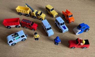 Vehicles Trucks Ambulance Police Cars Fire Engine Roller For Wooden Train Set