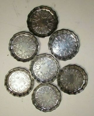 8 Reed & Barton Chippendale Pattern Coasters Or Ashtrays Silver - Plated