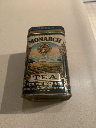 Antique 1923 Monarch Tea 4 Oz Metal Tin - - Near