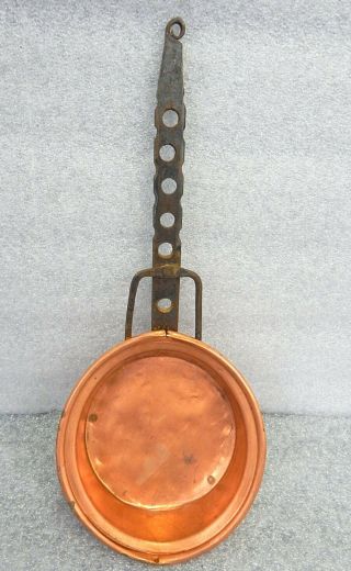 Antique Hand Forged Primitive Copper Pot Skillet Civil War Era Camp Frying Pan