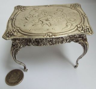 Heavy English Antique 1899 Sterling Silver Novelty Miniature Table Bm