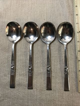Oneida Morning Star Silverplate 4 Gumbo Soup Spoons Community 1948