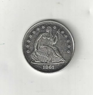 1861 Seated Liberty Csa Confederate States Half Dollar Dol Restrike Coin Token