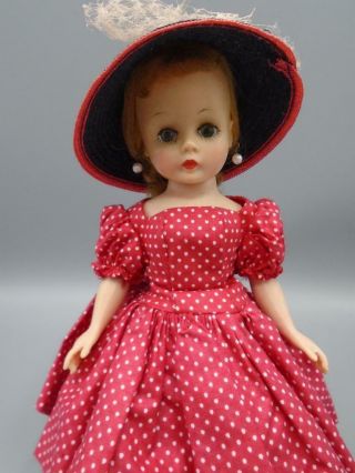 Vintage Madame Alexander Hp Doll Cissette In Tagged Red Polka - Dot Dress 9 "