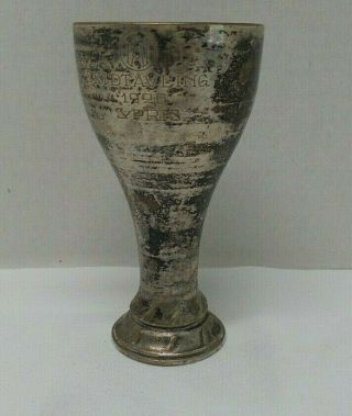 Antique Silverplate Swedish Skiing Trophy Cup Engraved Logo Skidtavling 1926 3rd