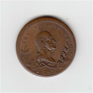 1863 Civil War Token - George Washington Bust / 6 Point Star Coin Us Patriotic