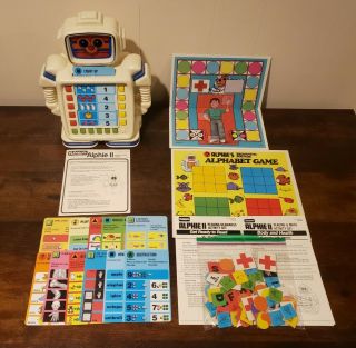Vintage 1983 Playskool Alphie Ii Educational Robot Toy W/ 12 Cards
