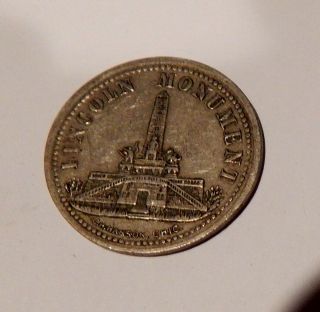 EARLY SPRINGFIELD IL RAILWAY TRANSPORTATION TOKEN LINCOLN ' S TOMB DATES 1874 - 1894 2