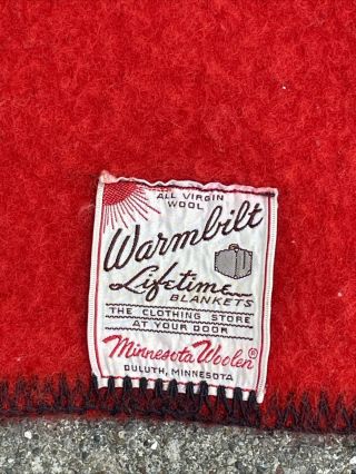 Vintage wool blanket Warmbilt Minnesota woolen mills USA 32 X 40 blue stripe 2