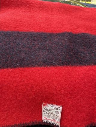Vintage wool blanket Warmbilt Minnesota woolen mills USA 32 X 40 blue stripe 3