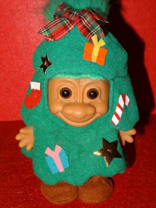 Vintage Russ Christmas Tree 4 Inch Troll Doll Complete Costume