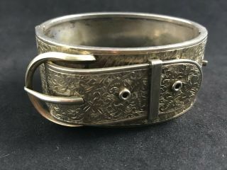 Antique Victorian Silver Buckle Bangle,  Engraved