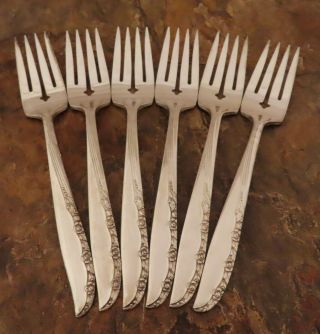 Oneida Brittany Rose 6 Salad Forks Wm A Rogers Vintage Silverplate Flatware Lt C