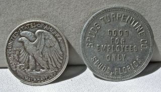 antique SPUDS FLORIDA FL (POTATOES,  ST JOHNS CO) SPUDS TURPENTINE CO $1.  00 TOKEN 3