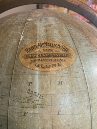 Antique Rand McNalley Plaster Terrestrial Globe 2