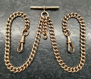 Antique Rolled Gold Curb Link Double Albert Pocket Watch Chain By S.  P.
