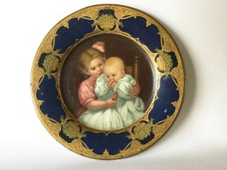 Antique 1905 The Little Mother Anger Baking Co Vienna Style Tin Litho Art Plate