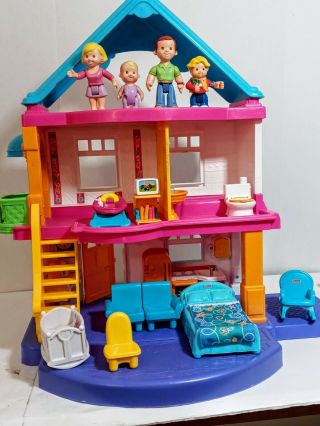 Fisher Price My First Doll House With Family Of 4,  Furniture And Accessories