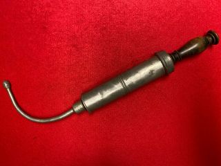 Revolutionary War Era Pewter & Wood Curved Tip Surgical Irrigation Syringe