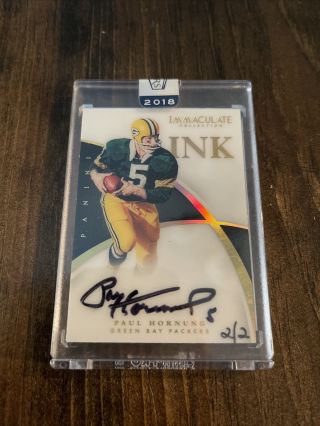2018 Panini Honors Paul Hornung Immaculate Ink Auto 2/2