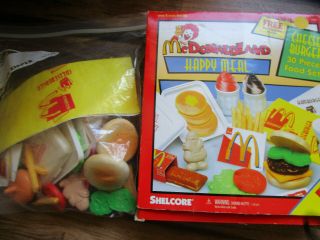 Vtg Complete 1999 Mcdonaldland Happy Meal (shelcore) Cheeseburger Toy Food Set