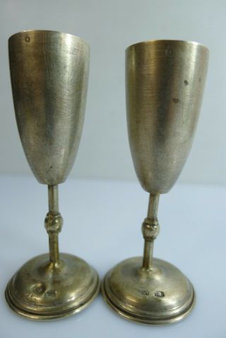 A Lovely Small Antique / Vintage Polish Solid Silver Goblets