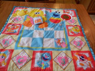 Playskool Fold N Go Activity Quilt Sesame Street Baby Blanket Play Mat 1989