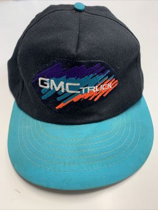Vintage Gmc Truck Hat Chevrolet Snapback Baseball Cap Promo Logo Black Teal