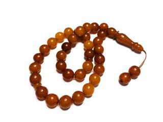 Antique natural baltic amber eggyolk rosary prayer round bead عتيق الزي، العنبر 2