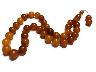 Antique natural baltic amber eggyolk rosary prayer round bead عتيق الزي، العنبر 3