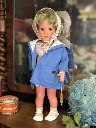 Vintage Kathe Kruse Stoffpuppe Girl Doll 15” Germany Doll Sleepy Eyes 1960s