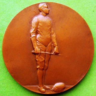 Art Nouveau Sports Fencing Fencer French Award Bronze Medal By Fraisse & Dubois