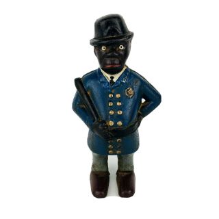 Antique Cast Iron Still Coin Bank Mulligan The Policeman Paint