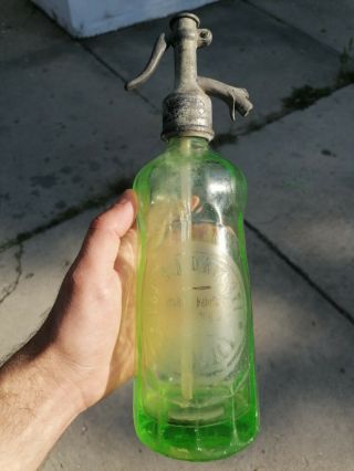 Antique Uranium Glass Seltzer Siphon Bottle