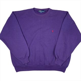 Vintage 90s Polo Ralph Lauren Crewneck Sweatshirt Size Xl Purple Made In Usa