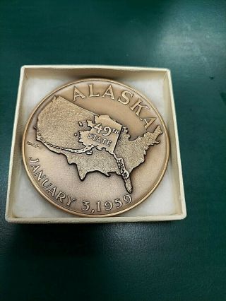 Alaska Statehood Medal - 1959 - 49th State - Bronze 2 1/2 " - Metallic Art Co.  R